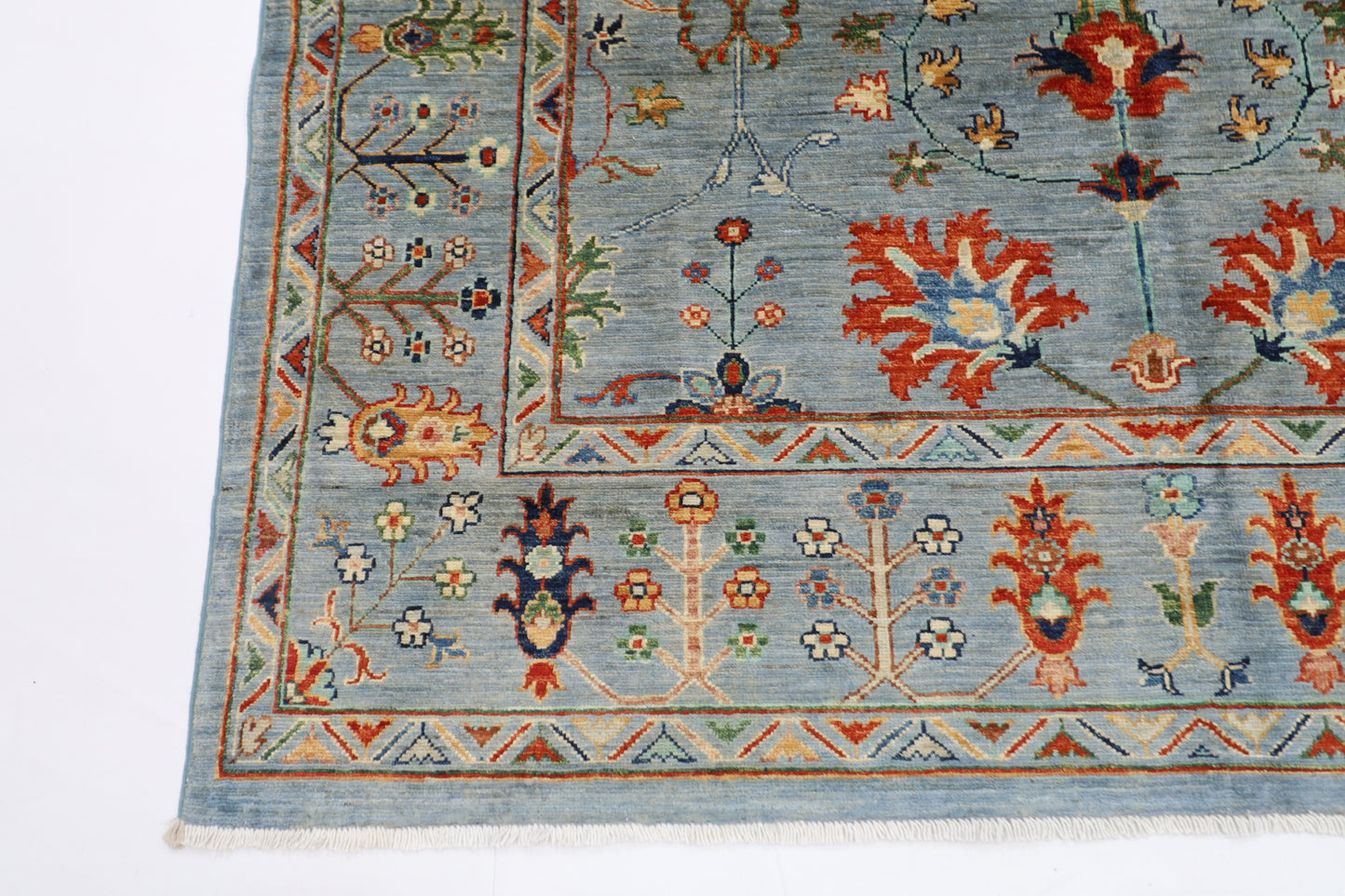 172 x 244 cm | Tribal Floral Gray Area Rug Afghan Hand Knotted Veg Dye Wool carpet