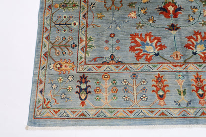 172 x 244 cm | Tribal Floral Gray Area Rug Afghan Hand Knotted Veg Dye Wool carpet