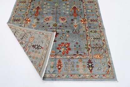 172 x 244 cm | Tribal Floral Gray Area Rug Afghan Hand Knotted Veg Dye Wool carpet