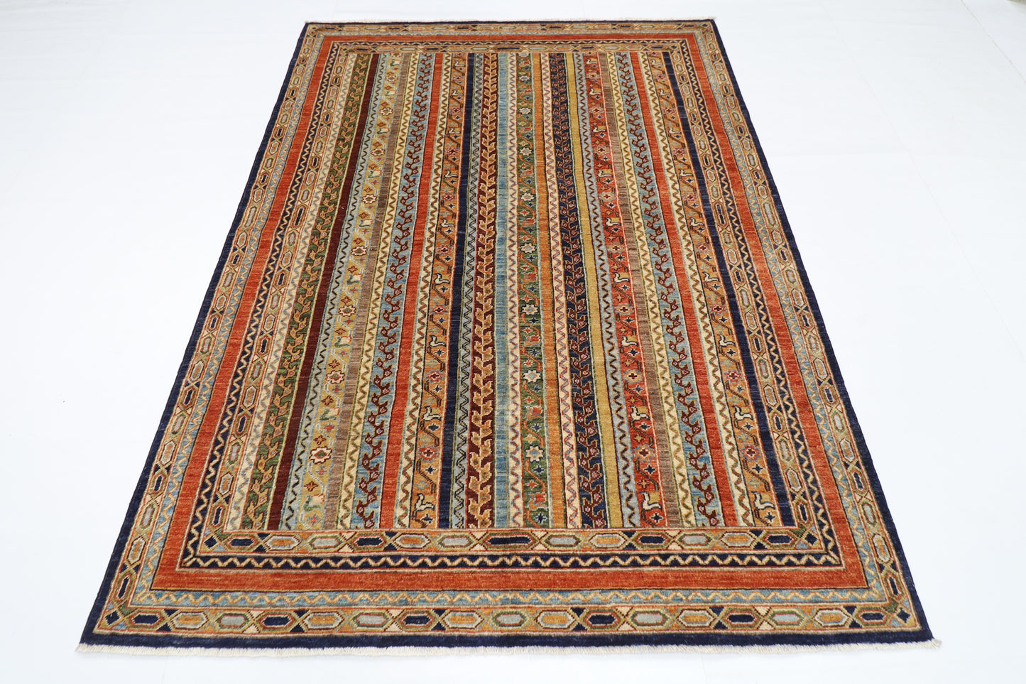 162 x 217 cm | Tribal Turkish Shall Area Rug Afghan Hand Knotted Veg Dye Wool carpet
