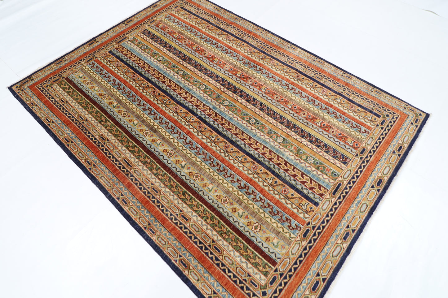 162 x 217 cm | Tribal Turkish Shall Area Rug Afghan Hand Knotted Veg Dye Wool carpet