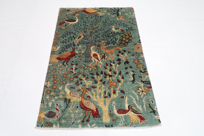 105 x 154 cm | Birds Tribal Area Rug Afghan Hand Knotted veg Dye Wool carpet