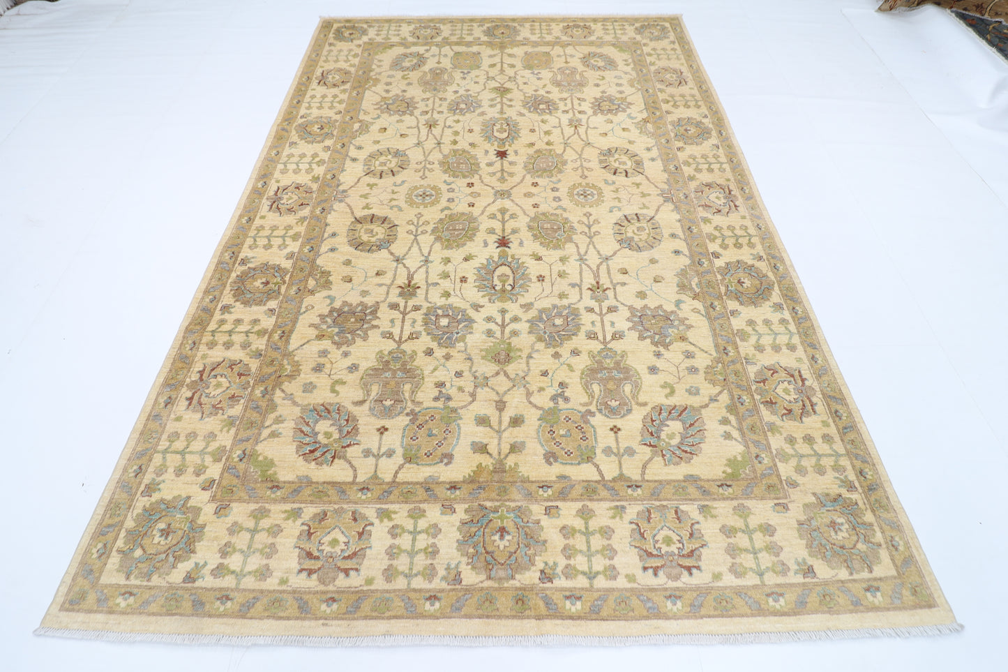 197 x 297 cm | Tribal Floral Beige Area Rug Afghan Hand Knotted Veg Dye Wool carpet