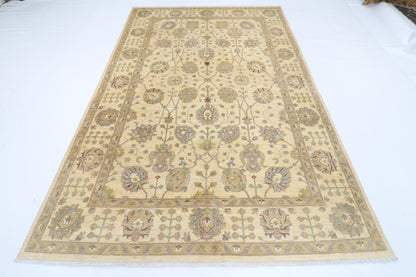 197 x 297 cm | Tribal Floral Beige Area Rug Afghan Hand Knotted Veg Dye Wool carpet