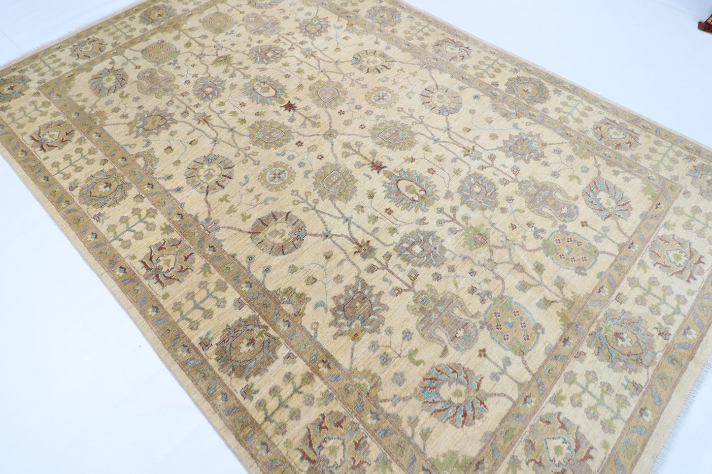 197 x 297 cm | Tribal Floral Beige Area Rug Afghan Hand Knotted Veg Dye Wool carpet