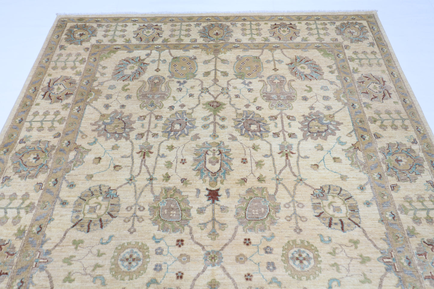197 x 297 cm | Tribal Floral Beige Area Rug Afghan Hand Knotted Veg Dye Wool carpet