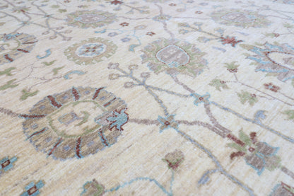 197 x 297 cm | Tribal Floral Beige Area Rug Afghan Hand Knotted Veg Dye Wool carpet