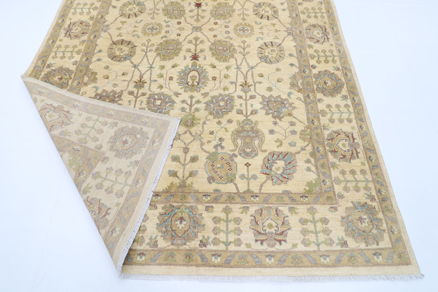 197 x 297 cm | Tribal Floral Beige Area Rug Afghan Hand Knotted Veg Dye Wool carpet