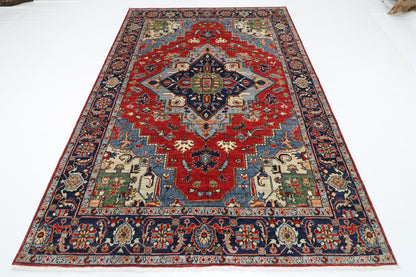 190 x 273 cm | Tribal Heriz Red Area Rug Afghan Hand Knotted Veg Dye Wool carpet