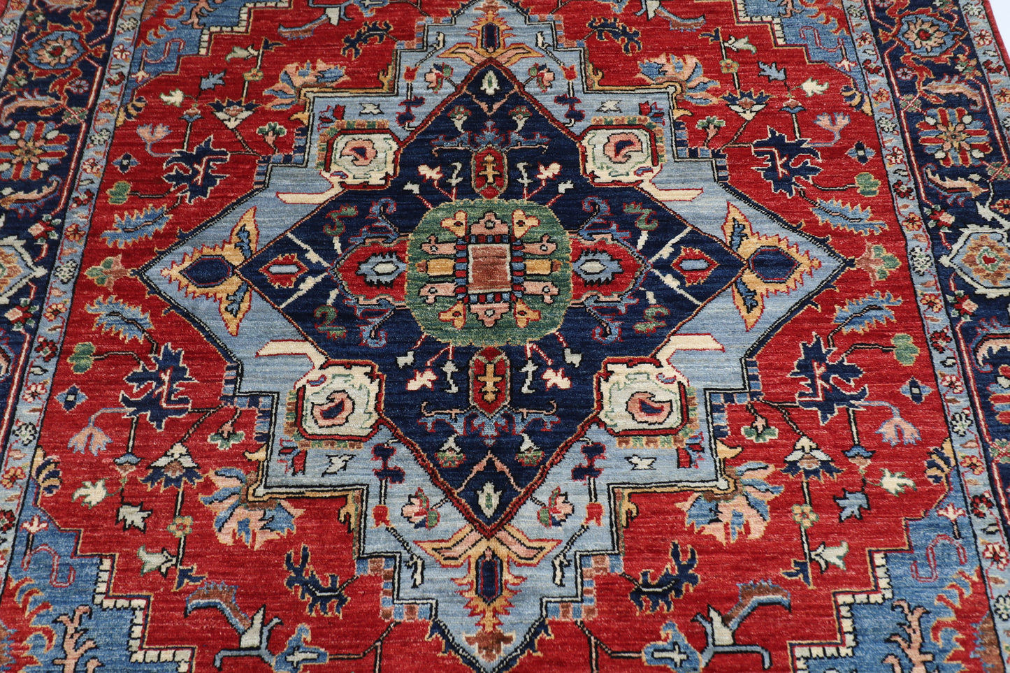 190 x 273 cm | Tribal Heriz Red Area Rug Afghan Hand Knotted Veg Dye Wool carpet