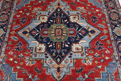 190 x 273 cm | Tribal Heriz Red Area Rug Afghan Hand Knotted Veg Dye Wool carpet