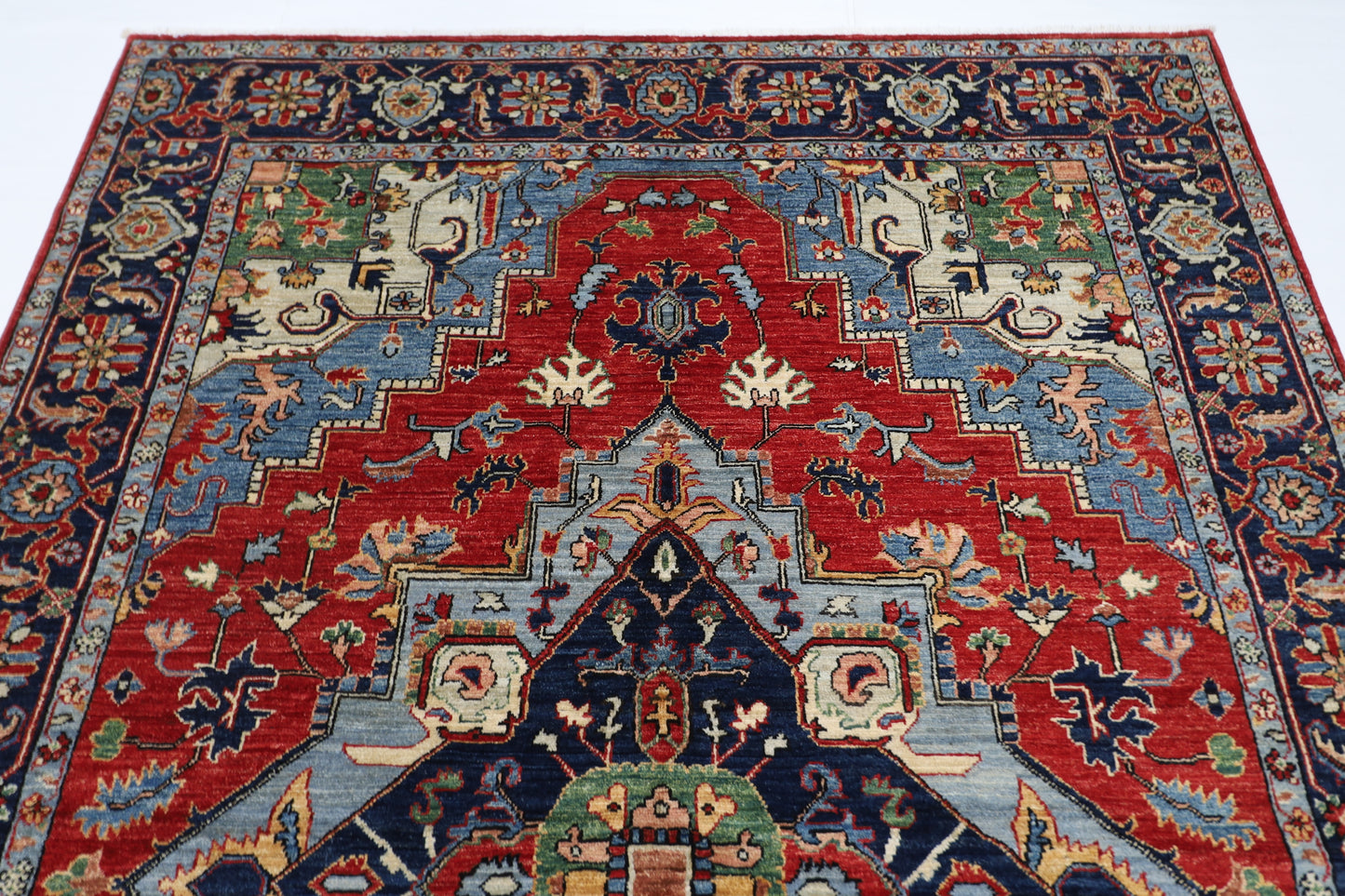 190 x 273 cm | Tribal Heriz Red Area Rug Afghan Hand Knotted Veg Dye Wool carpet