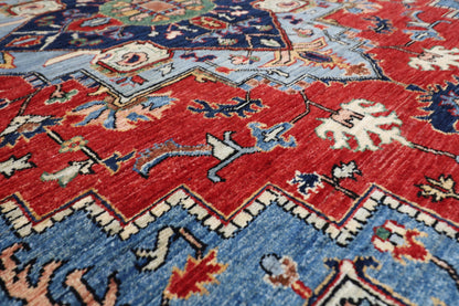 190 x 273 cm | Tribal Heriz Red Area Rug Afghan Hand Knotted Veg Dye Wool carpet