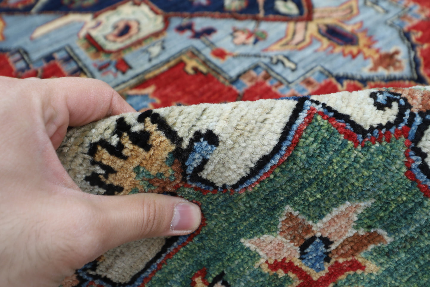 190 x 273 cm | Tribal Heriz Red Area Rug Afghan Hand Knotted Veg Dye Wool carpet