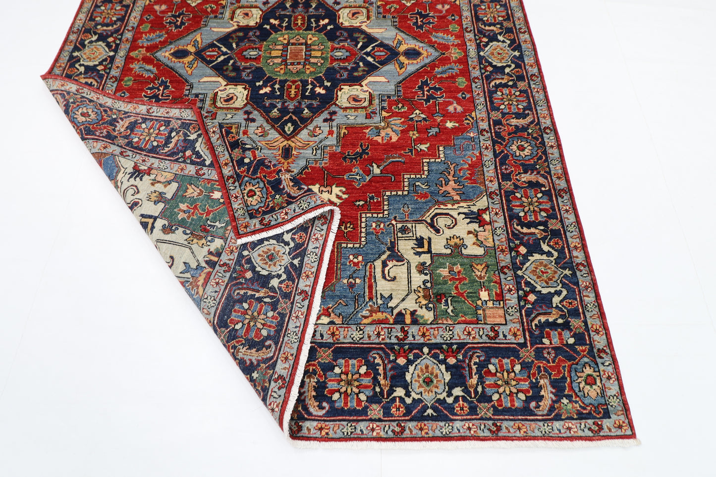 190 x 273 cm | Tribal Heriz Red Area Rug Afghan Hand Knotted Veg Dye Wool carpet