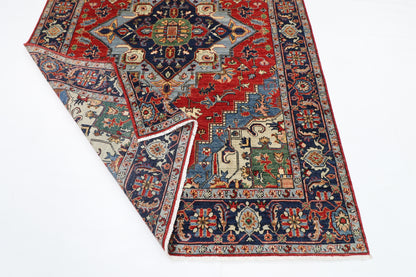 190 x 273 cm | Tribal Heriz Red Area Rug Afghan Hand Knotted Veg Dye Wool carpet