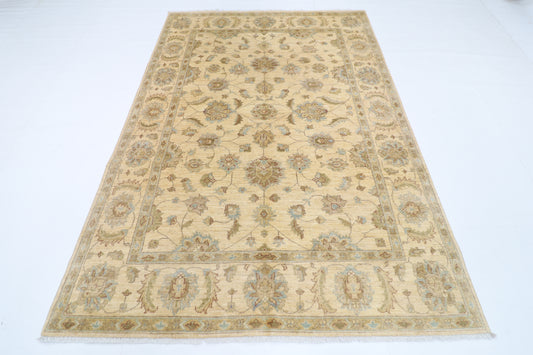 172 x 244 cm | Tribal Beige Area Rug Afghan Hand Knotted Veg Dye Wool carpet