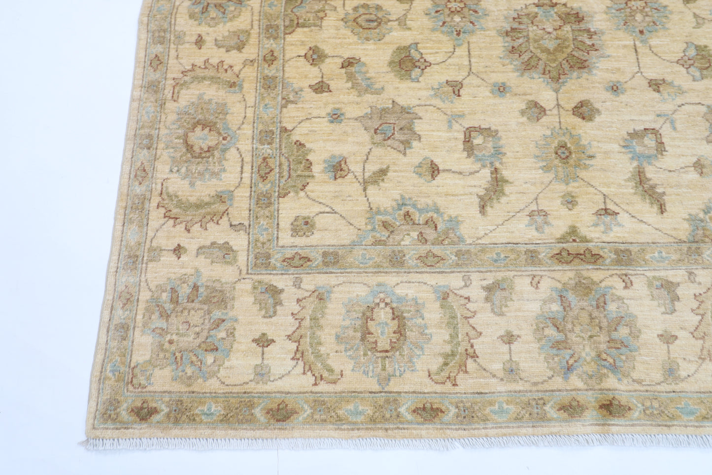 172 x 244 cm | Tribal Beige Area Rug Afghan Hand Knotted Veg Dye Wool carpet