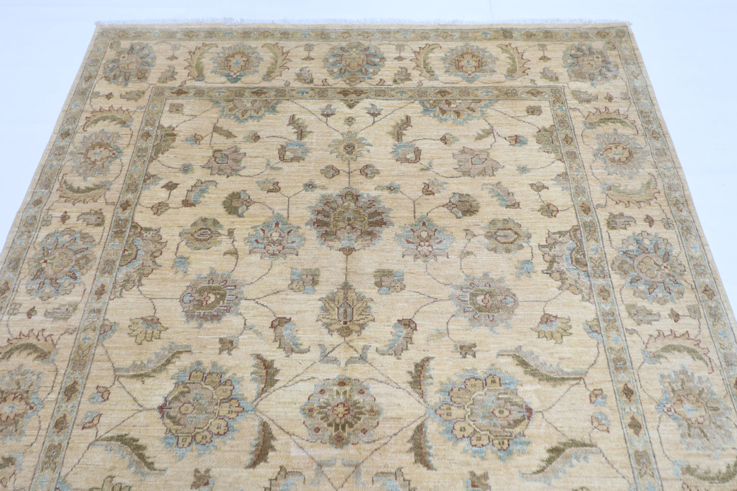 172 x 244 cm | Tribal Beige Area Rug Afghan Hand Knotted Veg Dye Wool carpet
