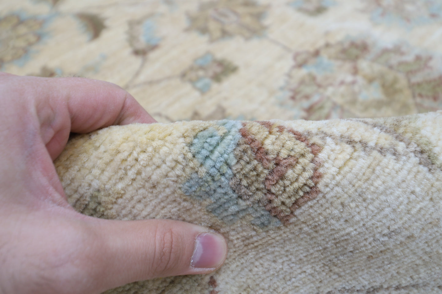 172 x 244 cm | Tribal Beige Area Rug Afghan Hand Knotted Veg Dye Wool carpet