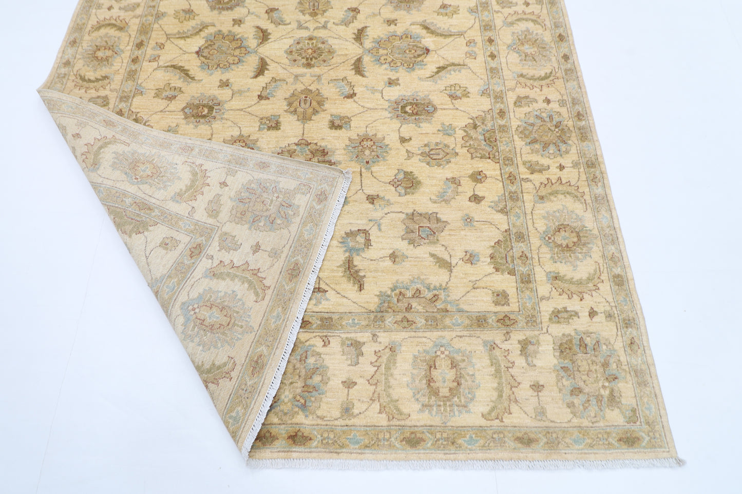 172 x 244 cm | Tribal Beige Area Rug Afghan Hand Knotted Veg Dye Wool carpet