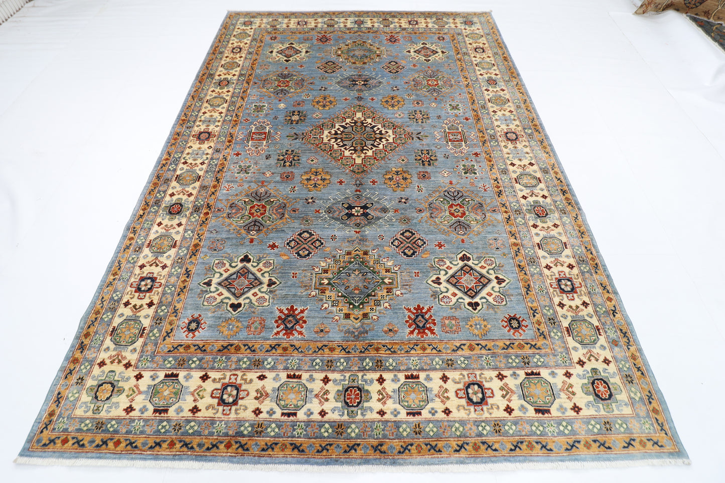 208 x 301 cm | Tribal Kazak Gray Area Rug Afghan Hand Knotted Veg Dye Wool carpet