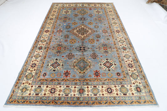 208 x 301 cm | Tribal Kazak Gray Area Rug Afghan Hand Knotted Veg Dye Wool carpet