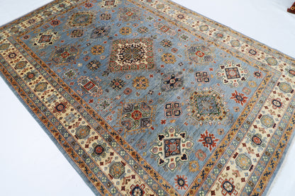208 x 301 cm | Tribal Kazak Gray Area Rug Afghan Hand Knotted Veg Dye Wool carpet