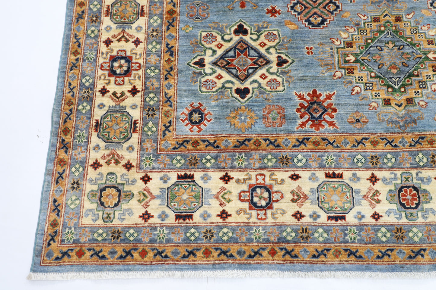 208 x 301 cm | Tribal Kazak Gray Area Rug Afghan Hand Knotted Veg Dye Wool carpet