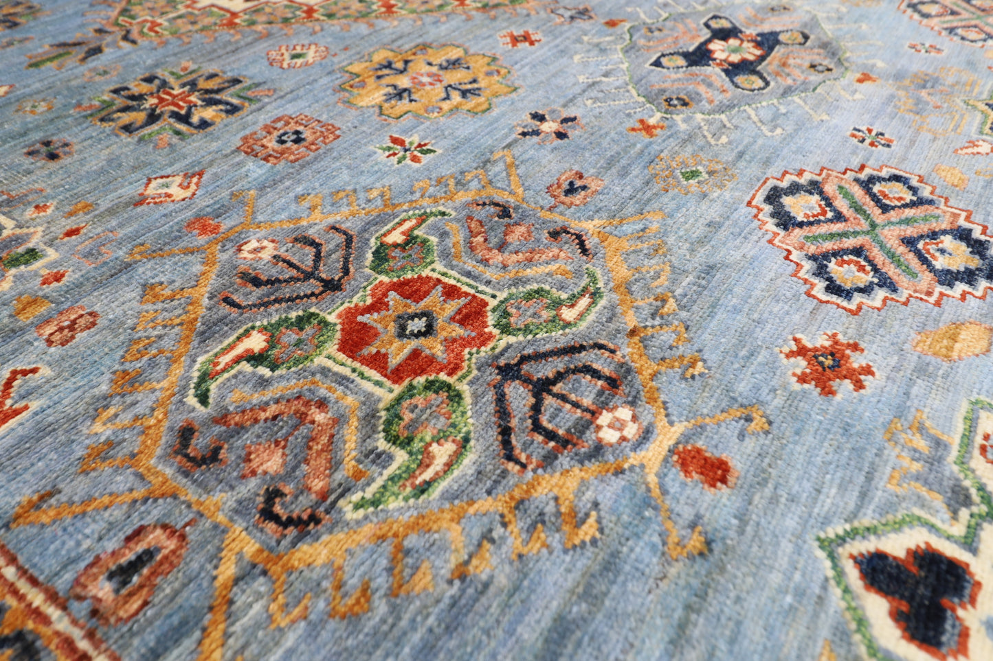 208 x 301 cm | Tribal Kazak Gray Area Rug Afghan Hand Knotted Veg Dye Wool carpet