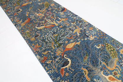 128 x 488 cm | Gallery Size Birds Runner Rug Afghan Hand Knotted Veg Dye Wool carpet