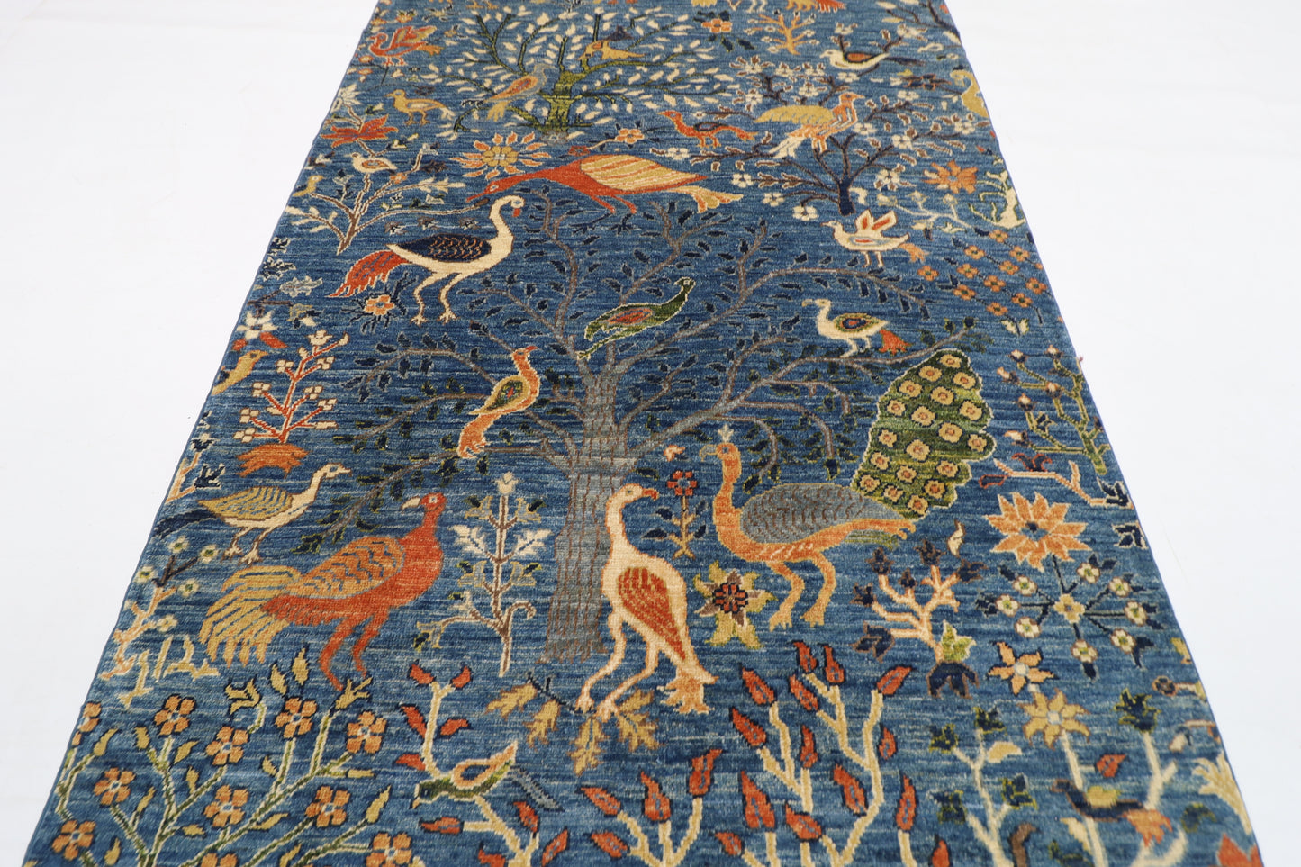 128 x 488 cm | Gallery Size Birds Runner Rug Afghan Hand Knotted Veg Dye Wool carpet