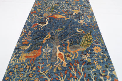 128 x 488 cm | Gallery Size Birds Runner Rug Afghan Hand Knotted Veg Dye Wool carpet