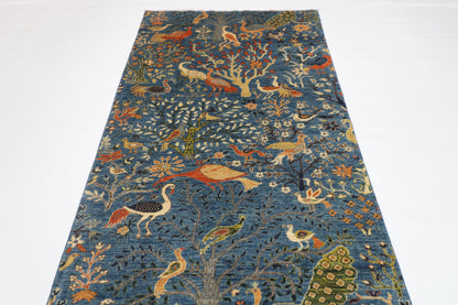 128 x 488 cm | Gallery Size Birds Runner Rug Afghan Hand Knotted Veg Dye Wool carpet