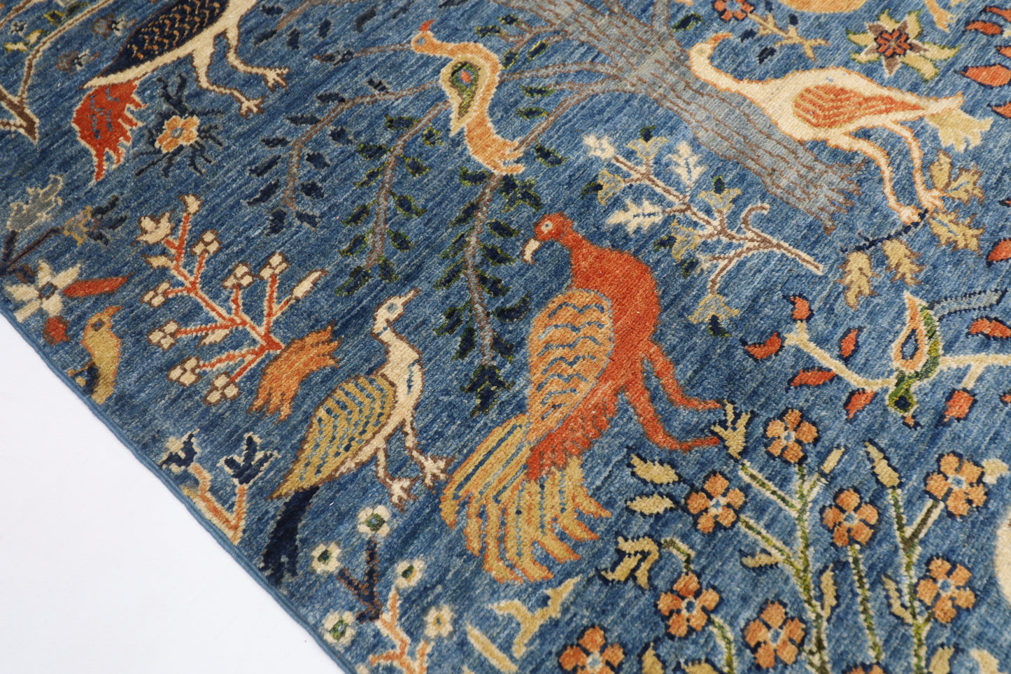 128 x 488 cm | Gallery Size Birds Runner Rug Afghan Hand Knotted Veg Dye Wool carpet