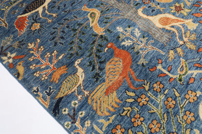 128 x 488 cm | Gallery Size Birds Runner Rug Afghan Hand Knotted Veg Dye Wool carpet