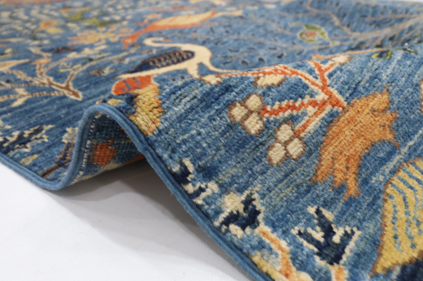 128 x 488 cm | Gallery Size Birds Runner Rug Afghan Hand Knotted Veg Dye Wool carpet