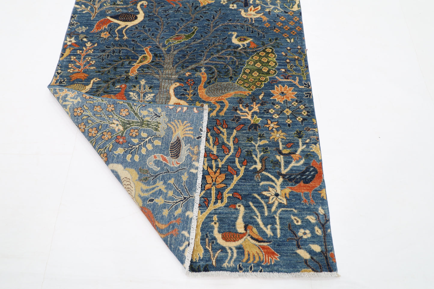 128 x 488 cm | Gallery Size Birds Runner Rug Afghan Hand Knotted Veg Dye Wool carpet