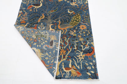 128 x 488 cm | Gallery Size Birds Runner Rug Afghan Hand Knotted Veg Dye Wool carpet