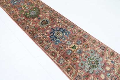 79 x 297 cm | Pink Runner Rug Afghan Hand Knotted Veg Dye Wool carpet