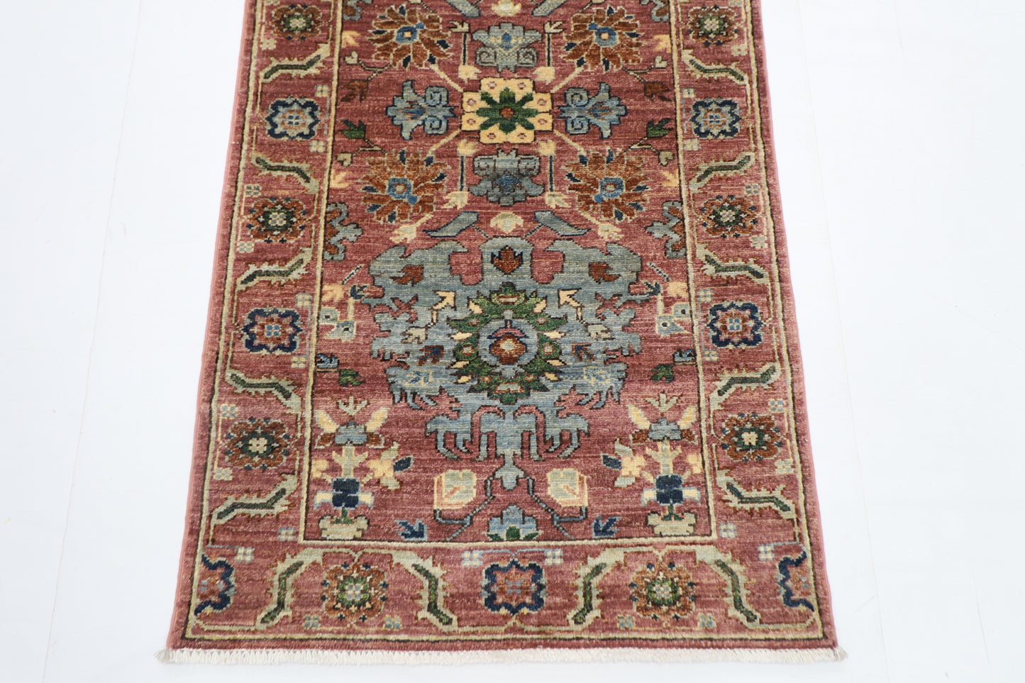 79 x 297 cm | Pink Runner Rug Afghan Hand Knotted Veg Dye Wool carpet