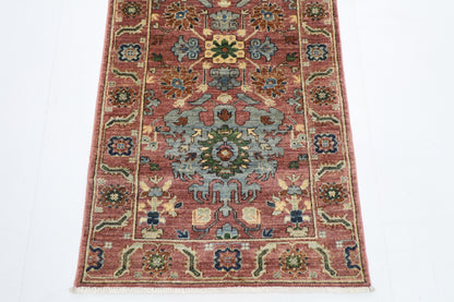 79 x 297 cm | Pink Runner Rug Afghan Hand Knotted Veg Dye Wool carpet