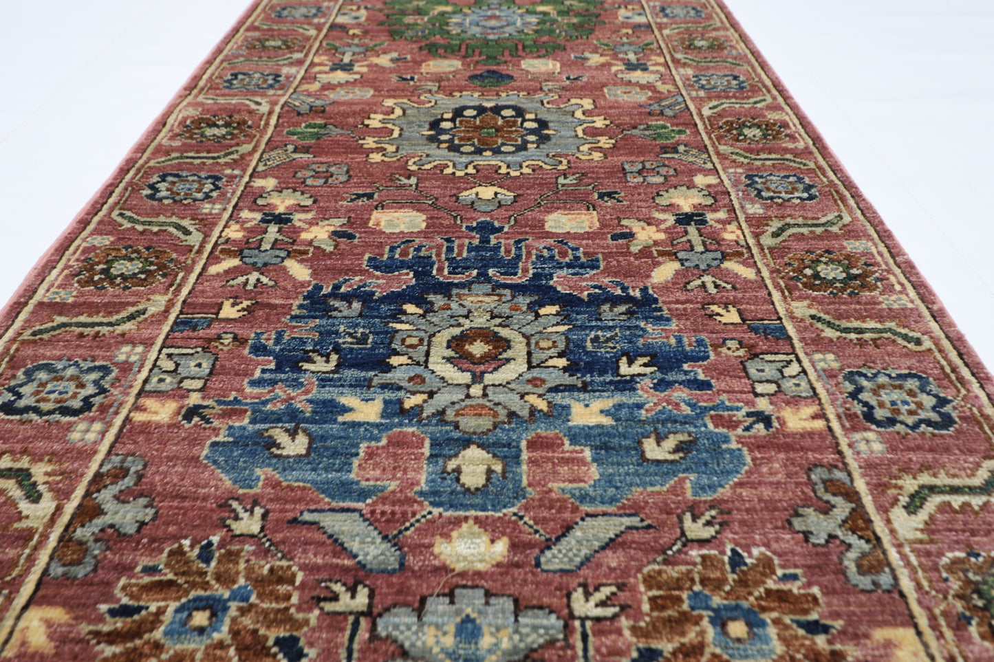79 x 297 cm | Pink Runner Rug Afghan Hand Knotted Veg Dye Wool carpet