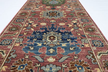 79 x 297 cm | Pink Runner Rug Afghan Hand Knotted Veg Dye Wool carpet