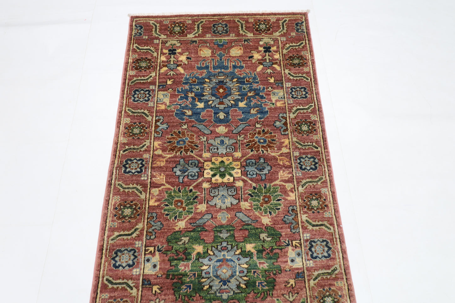 79 x 297 cm | Pink Runner Rug Afghan Hand Knotted Veg Dye Wool carpet