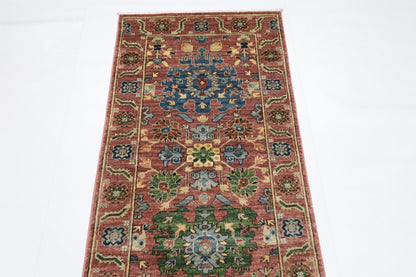 79 x 297 cm | Pink Runner Rug Afghan Hand Knotted Veg Dye Wool carpet