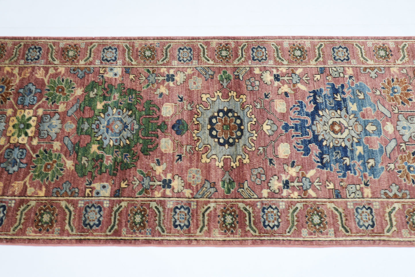 79 x 297 cm | Pink Runner Rug Afghan Hand Knotted Veg Dye Wool carpet