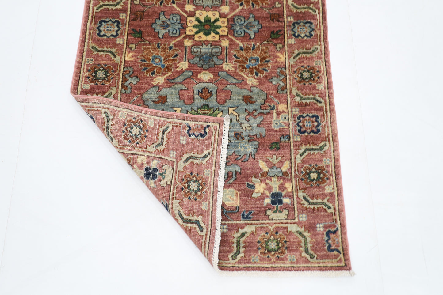 79 x 297 cm | Pink Runner Rug Afghan Hand Knotted Veg Dye Wool carpet