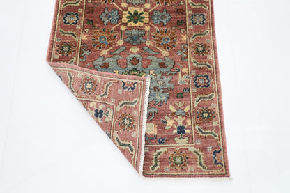 79 x 297 cm | Pink Runner Rug Afghan Hand Knotted Veg Dye Wool carpet