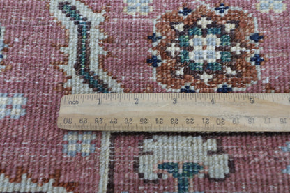 79 x 297 cm | Pink Runner Rug Afghan Hand Knotted Veg Dye Wool carpet